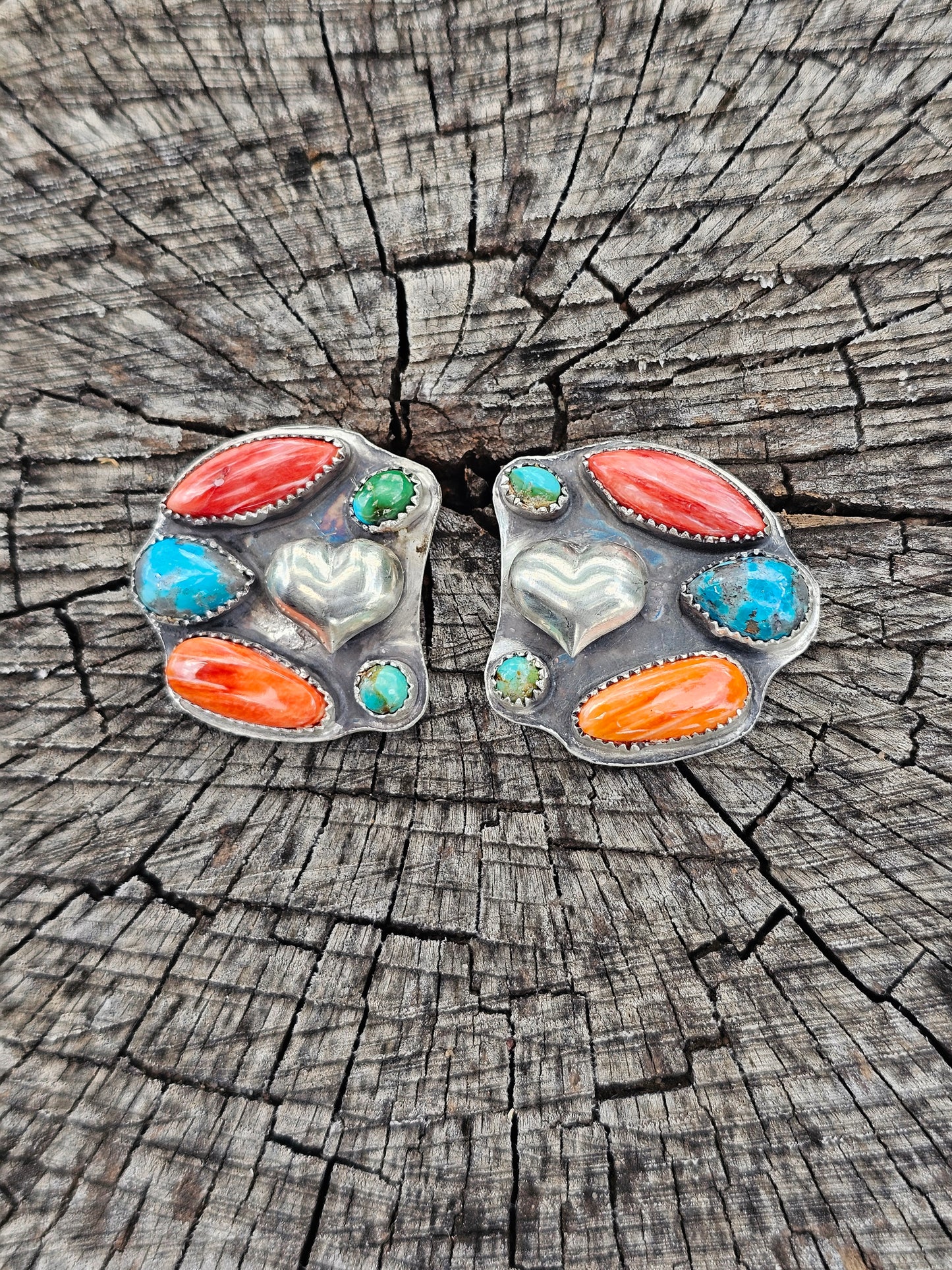 Half Cluster Heart Earrings