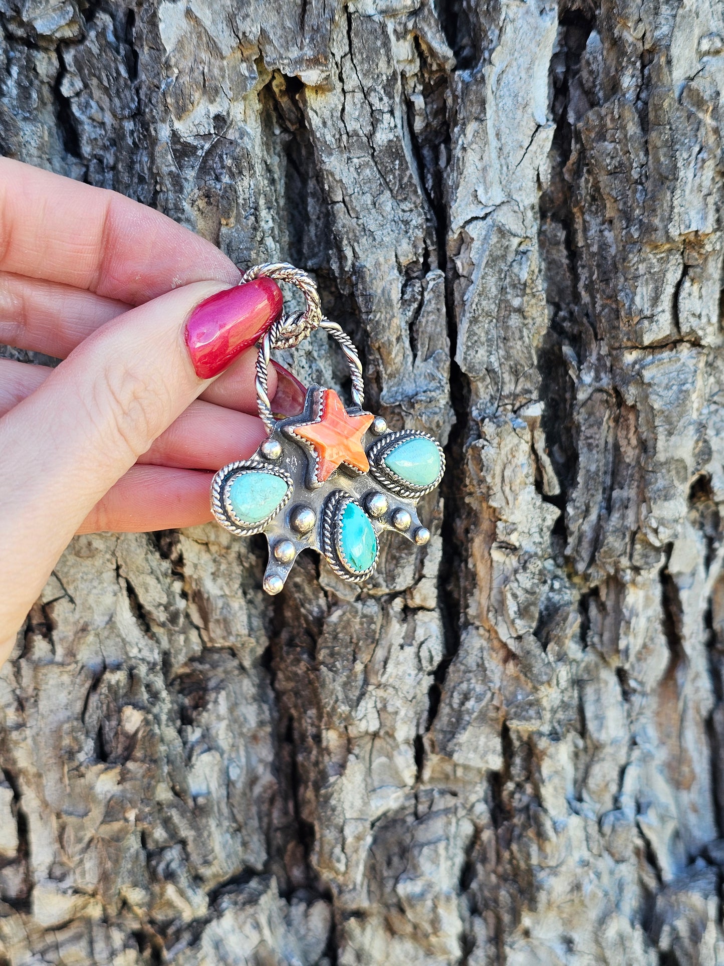 Orange Spiny & Kingman Pendant