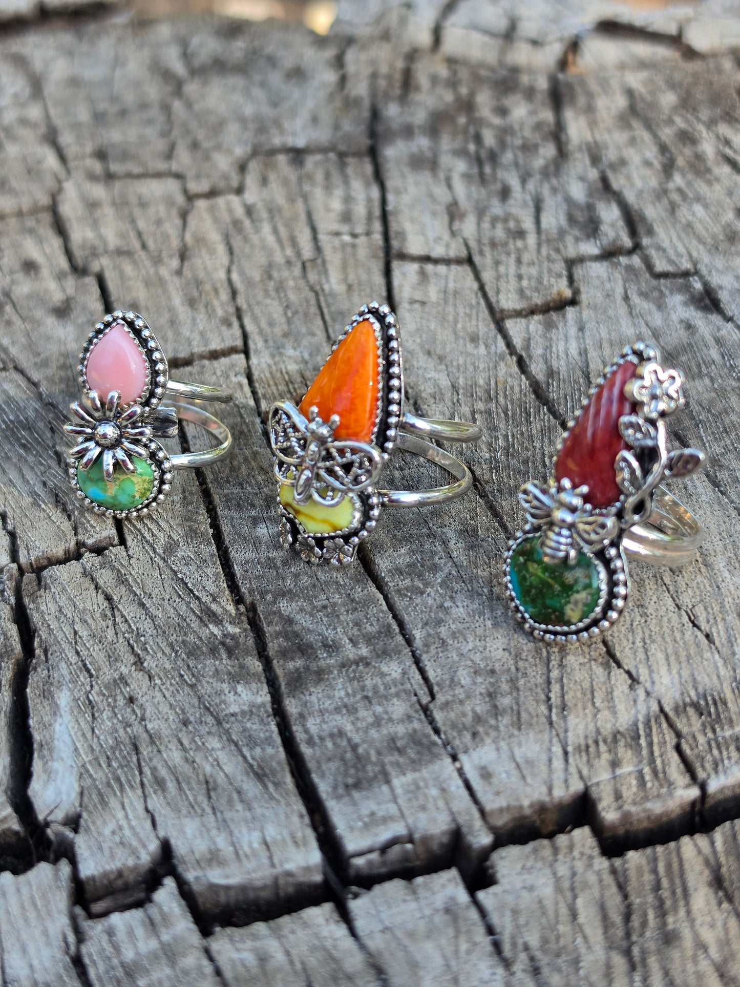 Orange Spiny & Palomino Butterfly Ring