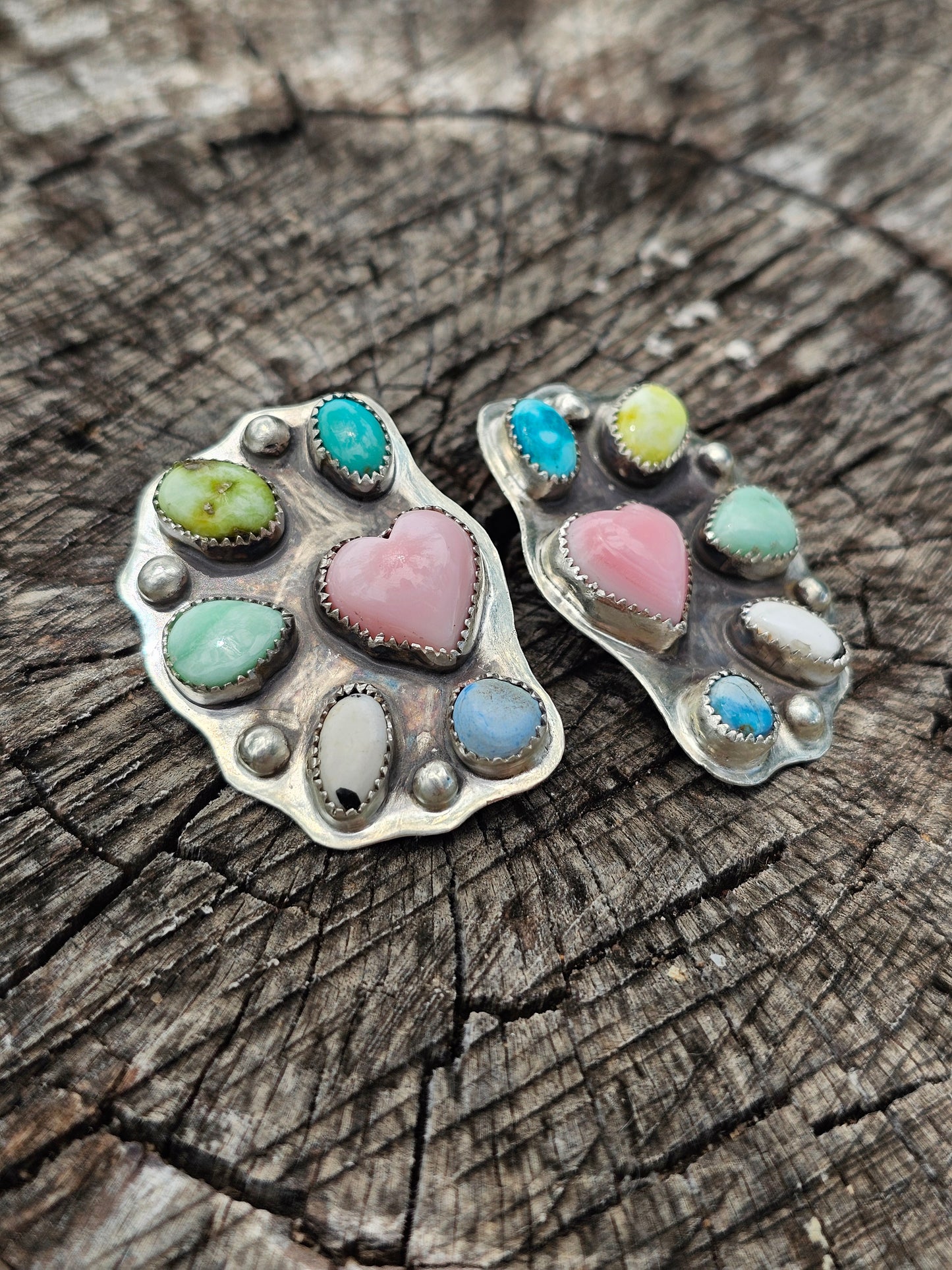 Pink Conch Half Cluster Earrings