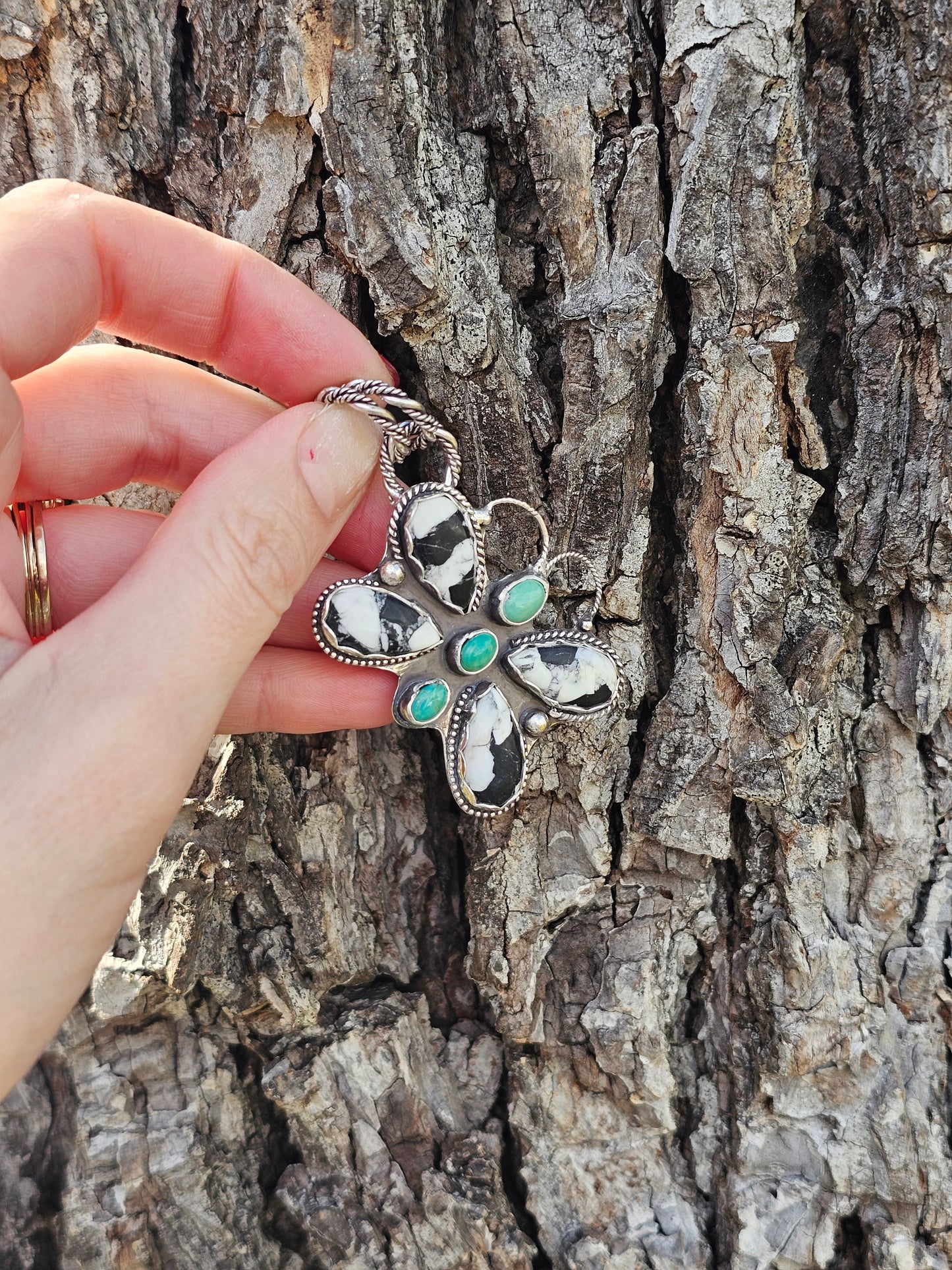 White Buffalo & Kingman Butterfly Pendant