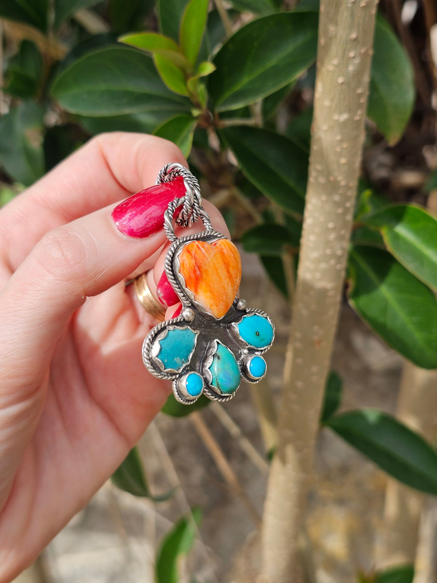 Orange Spiny & Kingman Pendant