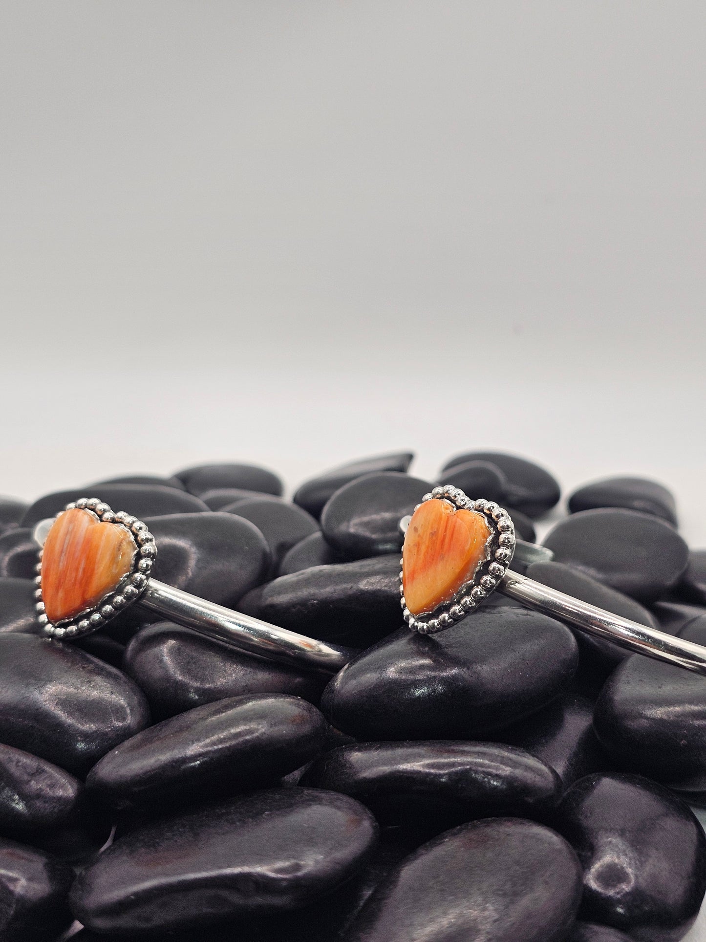 Orange Spiny Heart Cuff