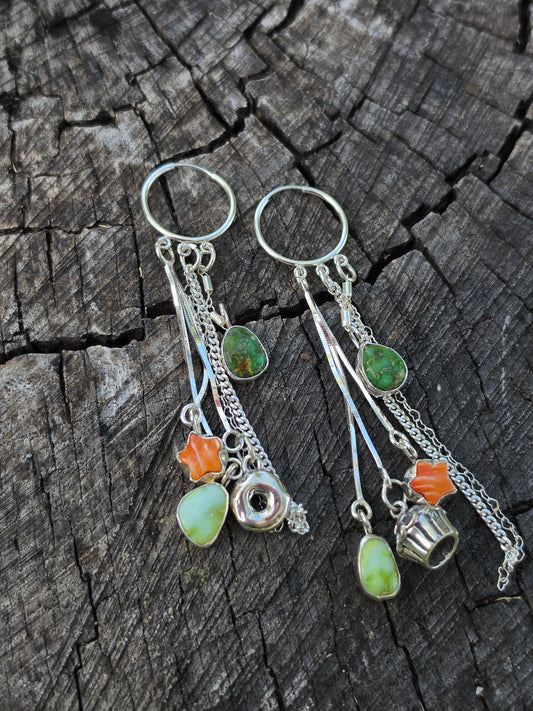 Multi Stone Huggie Earrings