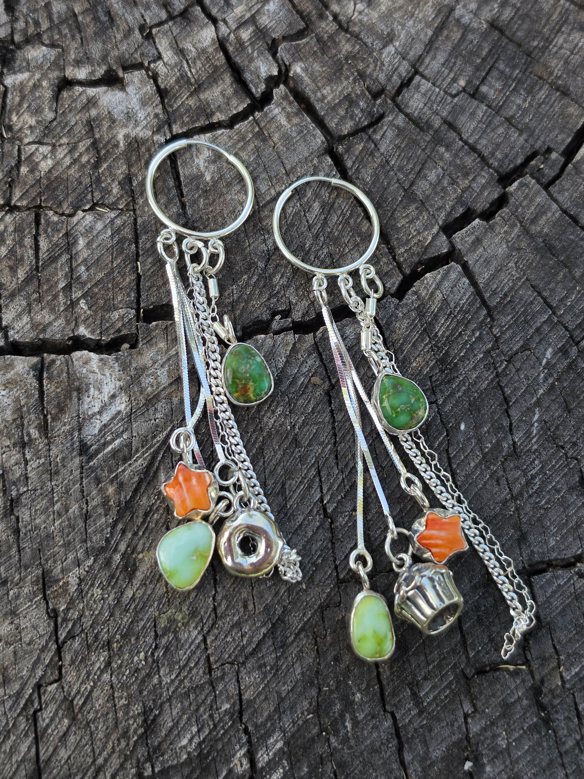 Multi Stone Huggie Earrings