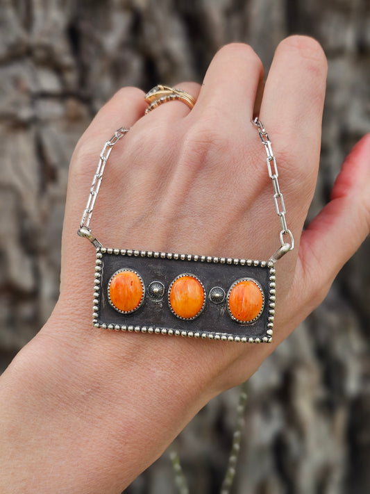 Orange Spiny Bar Necklace