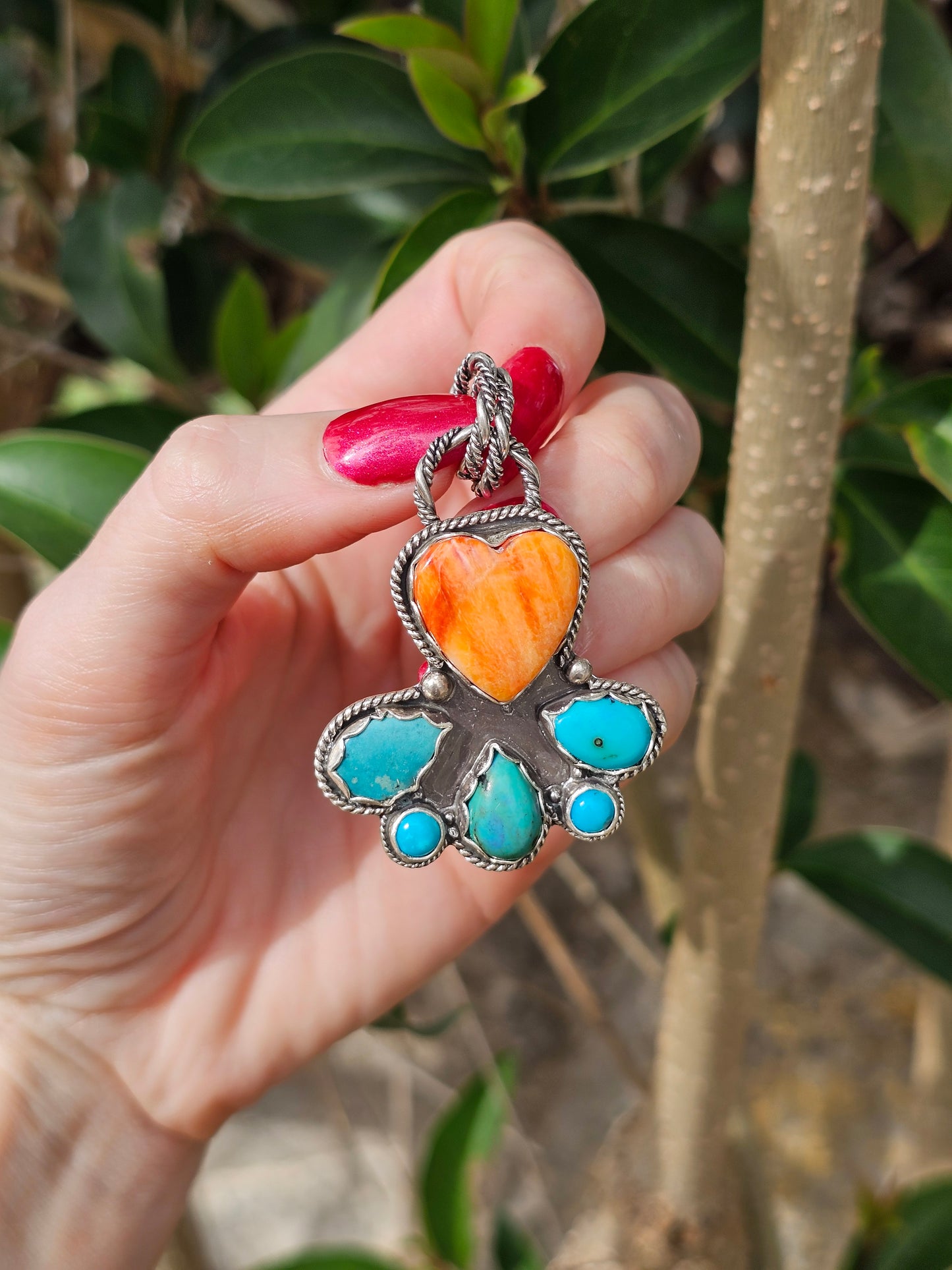 Orange Spiny & Kingman Pendant