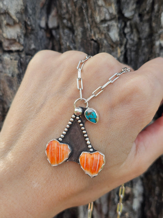 Orange Spiny Cherry Necklace