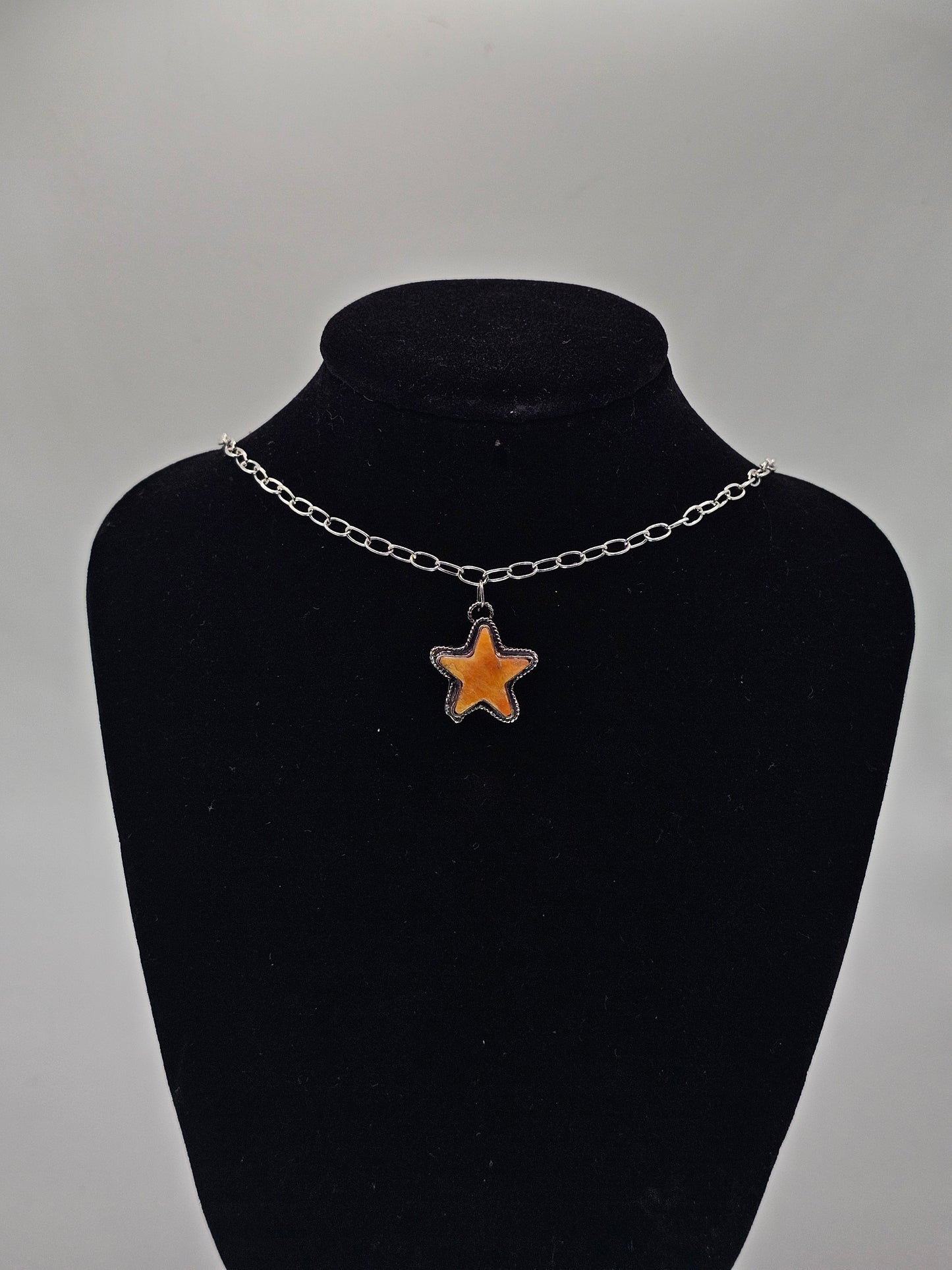 Orange Spiny Star Necklace