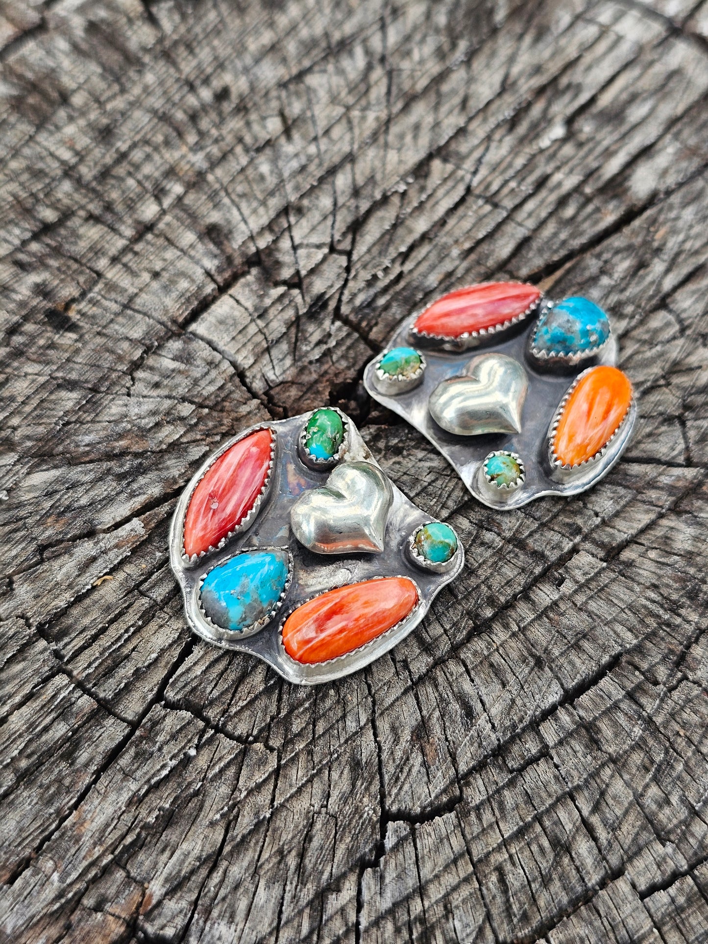 Half Cluster Heart Earrings