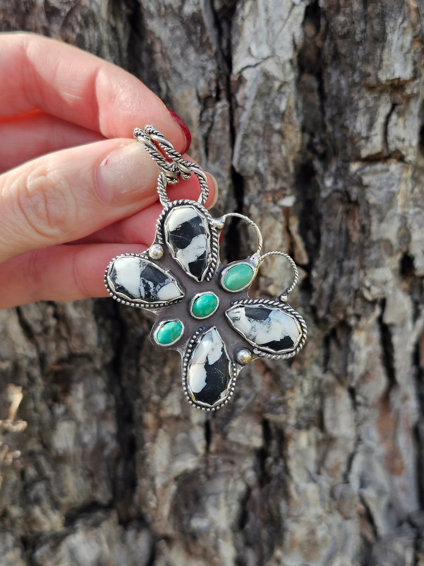 White Buffalo & Kingman Butterfly Pendant