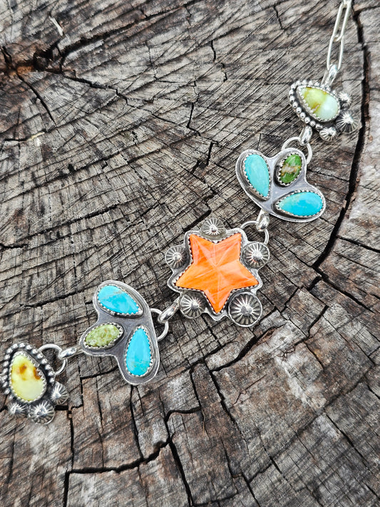 Orange Spiny Multi Stone Choker
