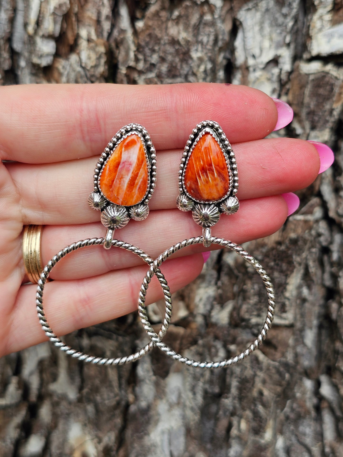 Orange Spiny Medium Hoops