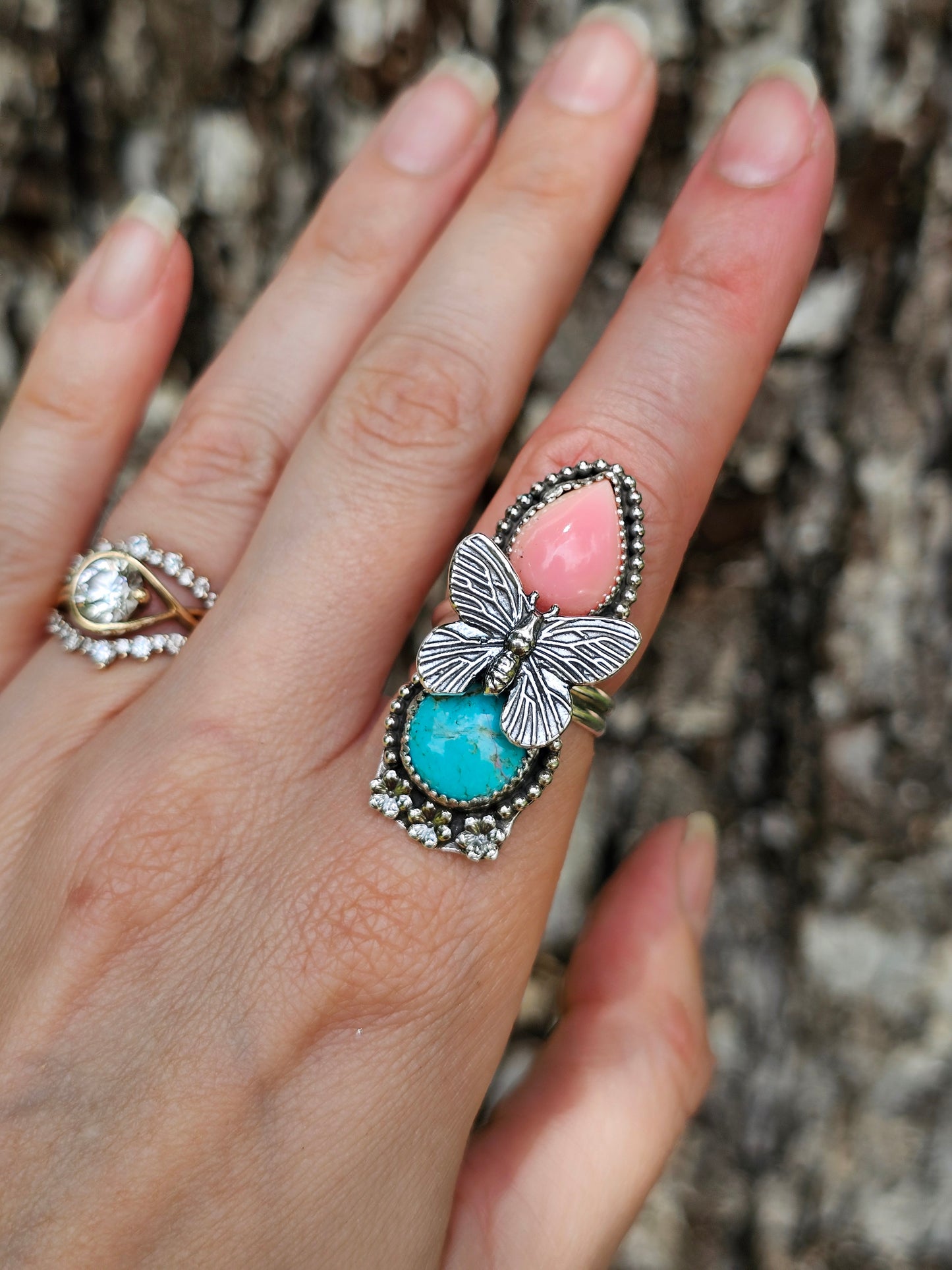 Pink Conch & Mine 8 Butterfly Ring