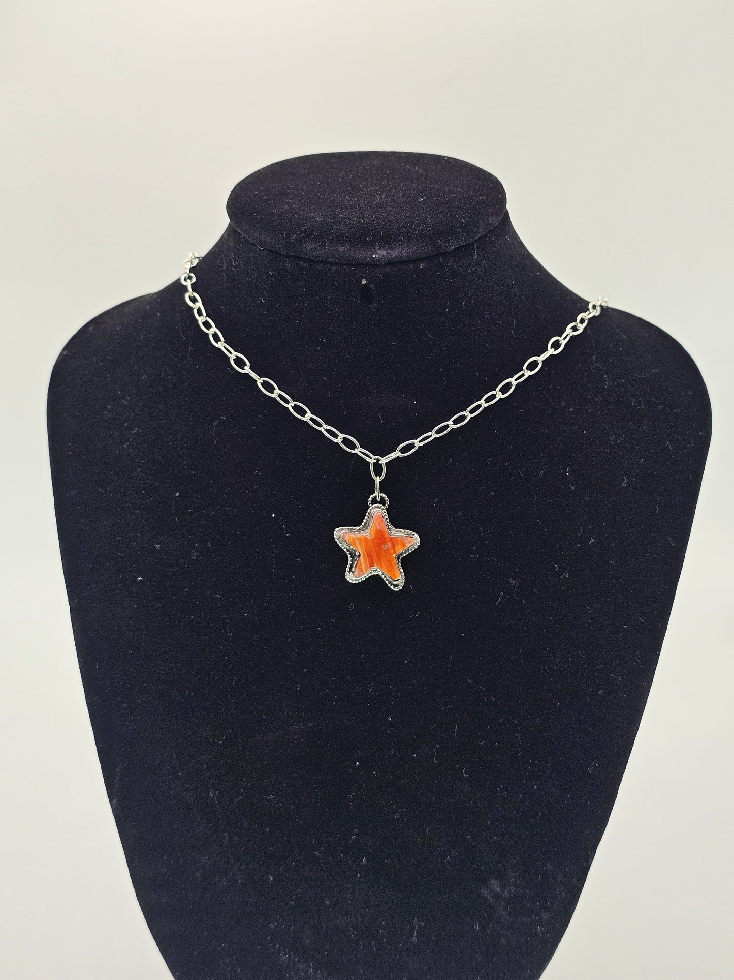 Orange Spiny Star Necklace