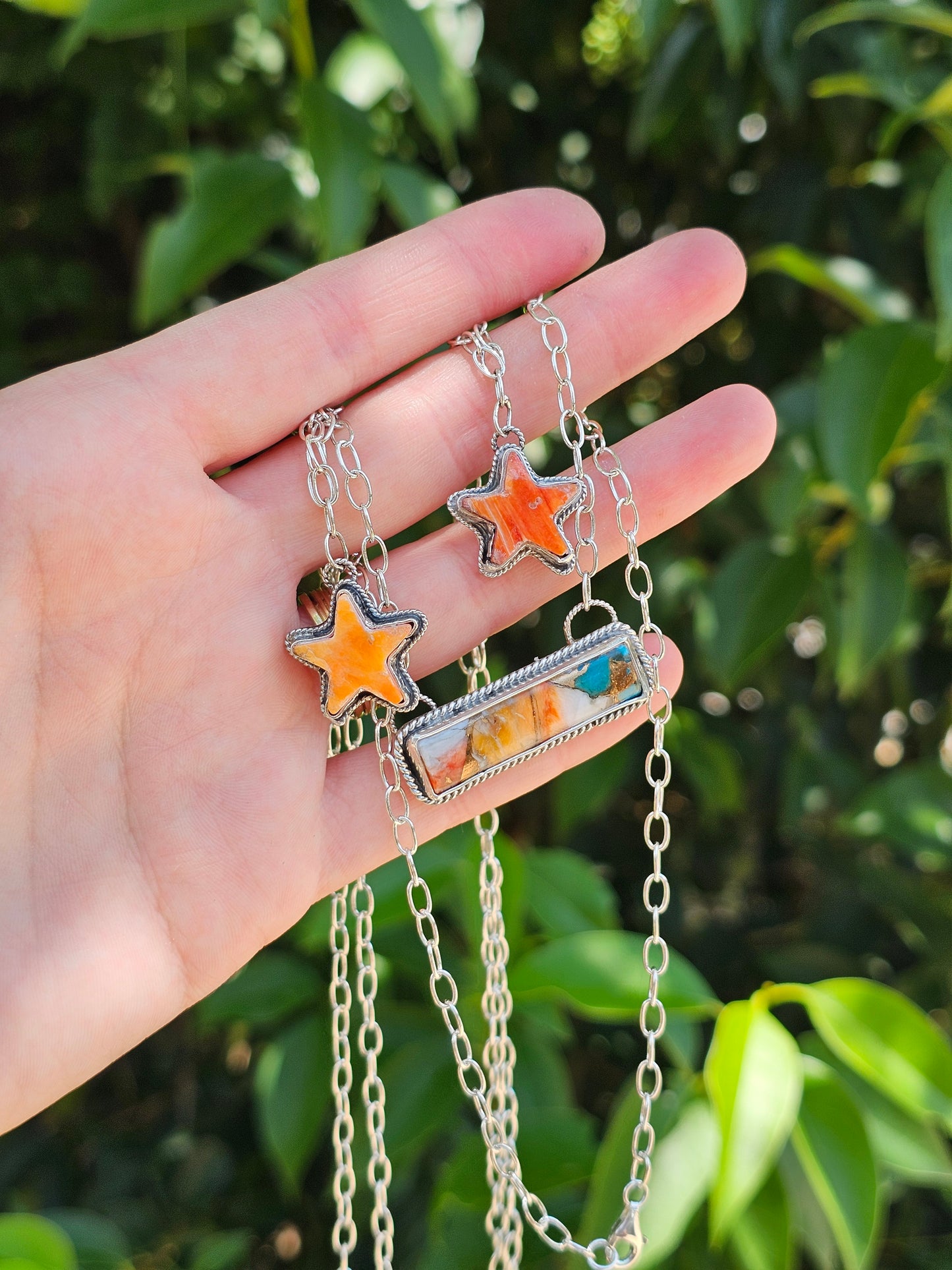 Orange Spiny Star Necklace