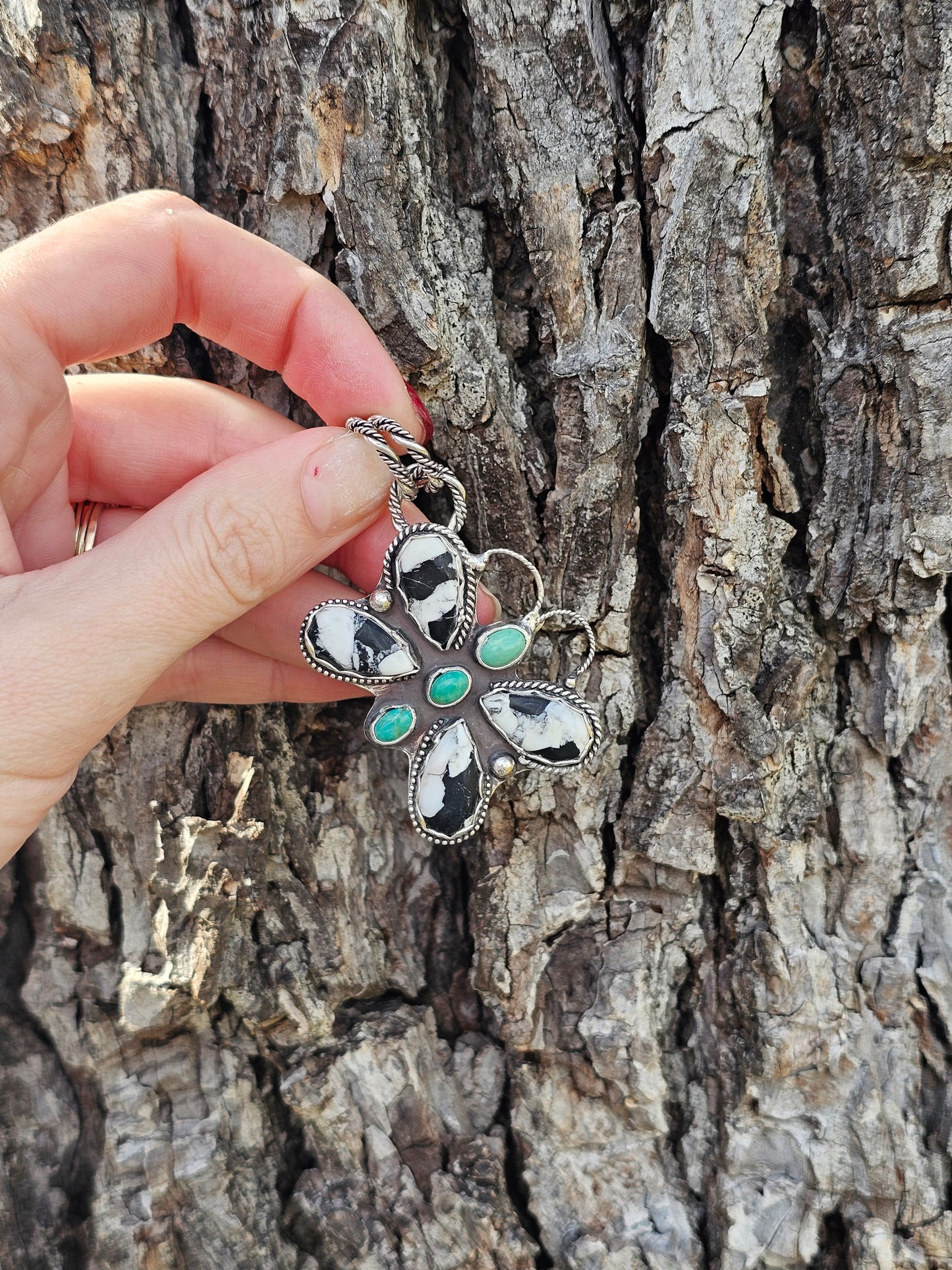 White Buffalo & Kingman Butterfly Pendant