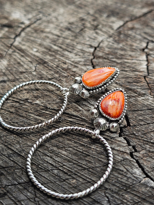 Orange Spiny Medium Hoops