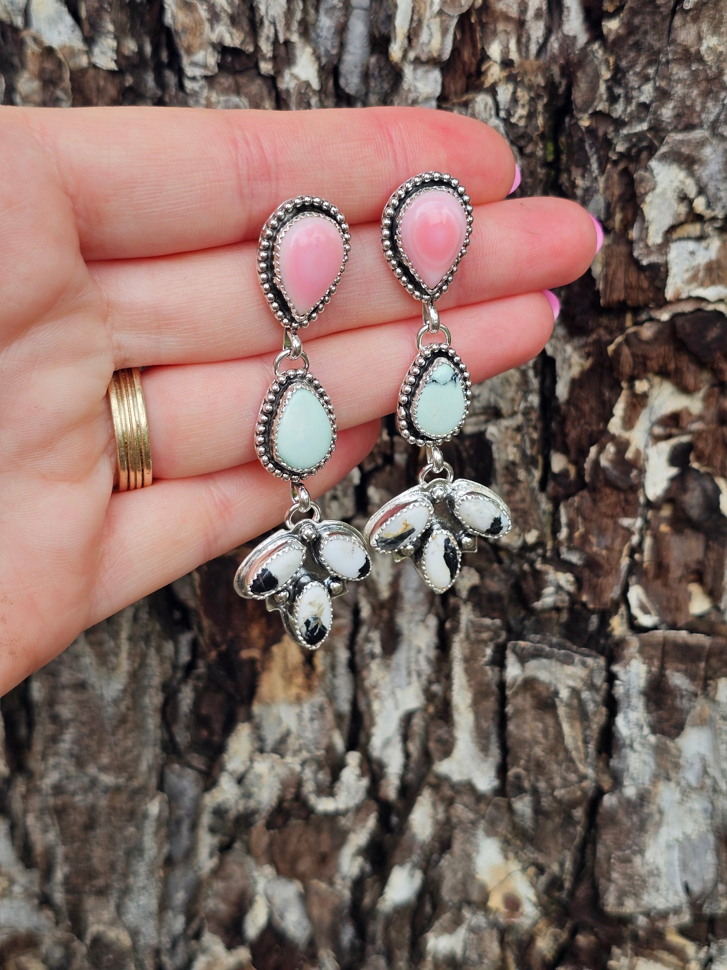 Multi Stone Dangle Earrings