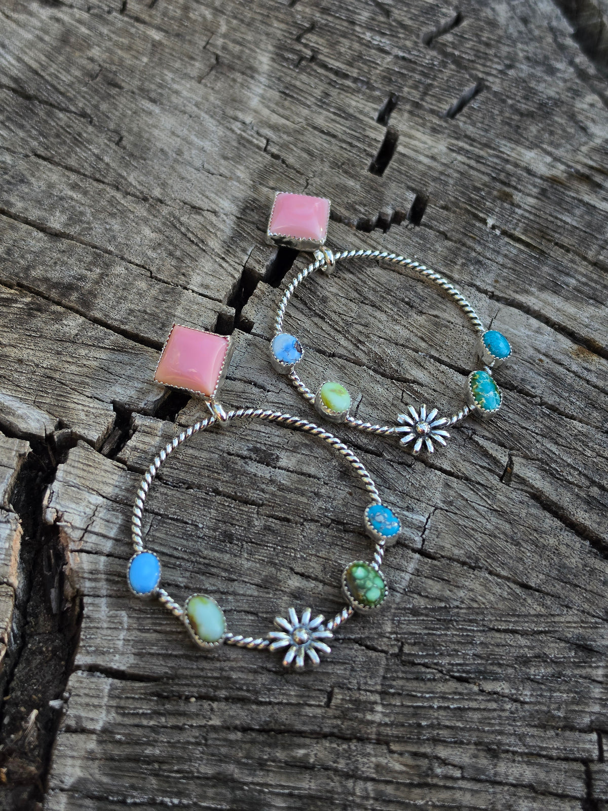 Multi Stone Hoop Earrings