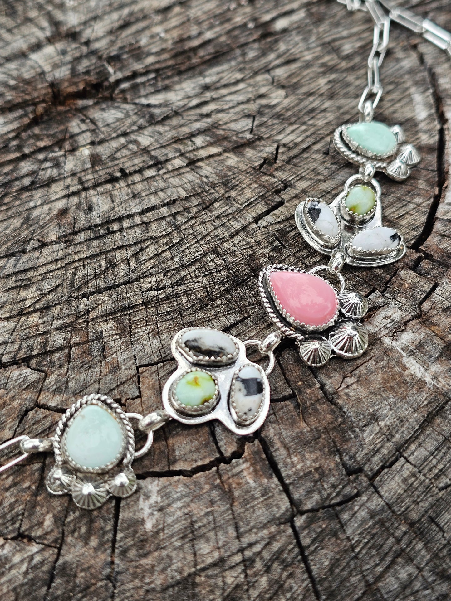 Pink Conch Multi Stone Choker