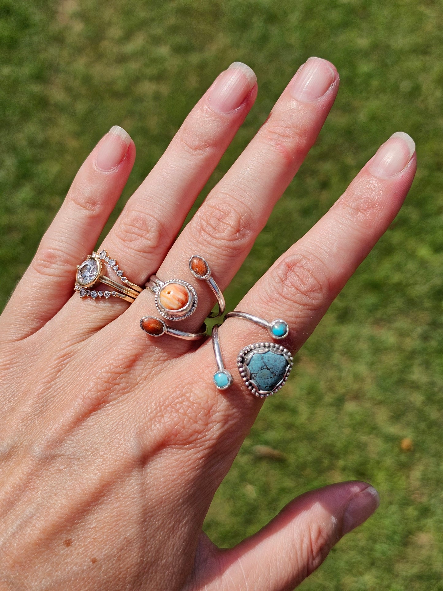 Orange Spiny & Red Coral Ring