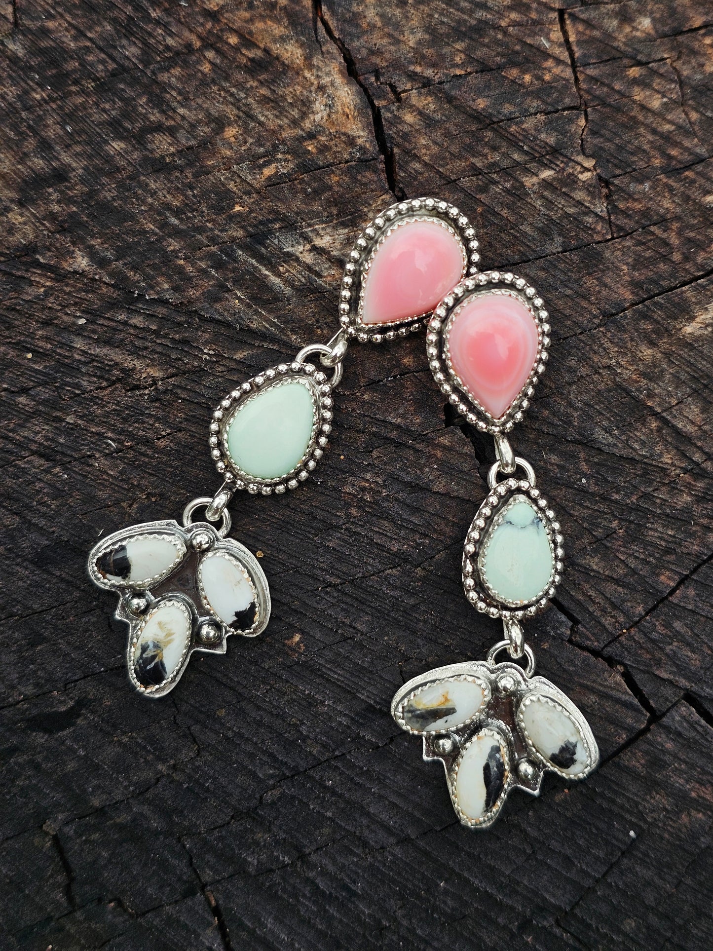 Multi Stone Dangle Earrings