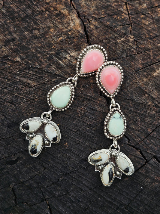 Multi Stone Dangle Earrings