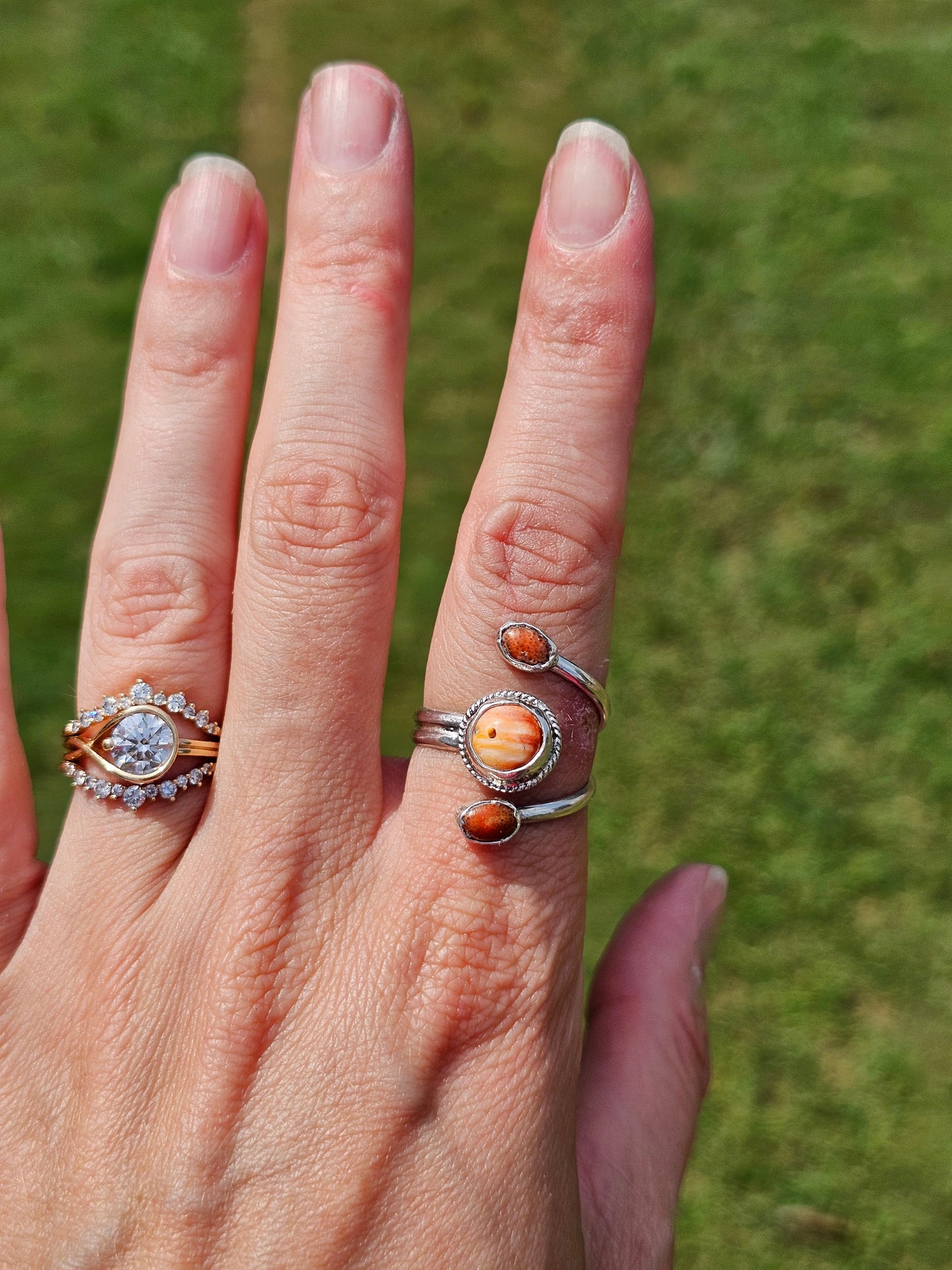 Orange Spiny & Red Coral Ring