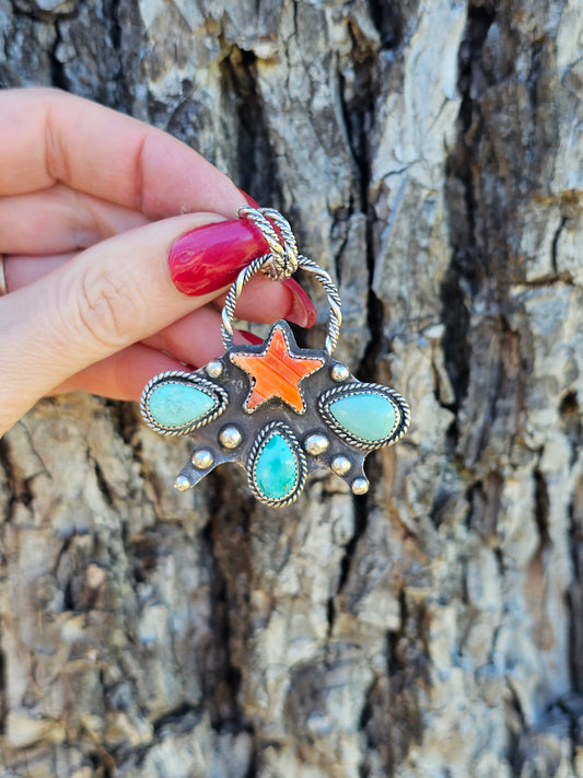 Orange Spiny & Kingman Pendant