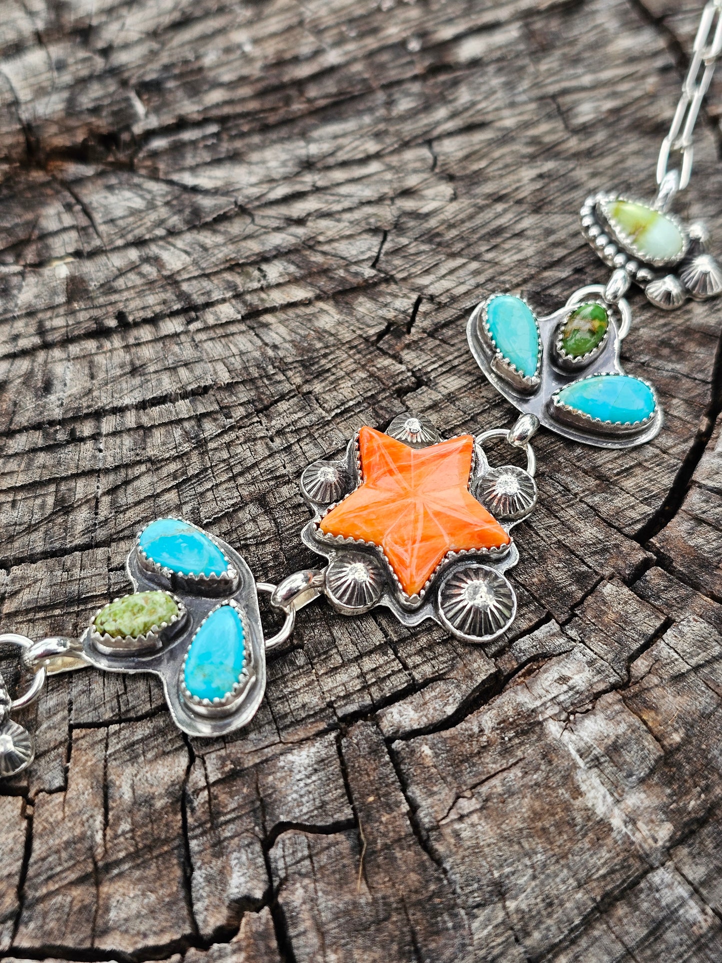 Orange Spiny Multi Stone Choker