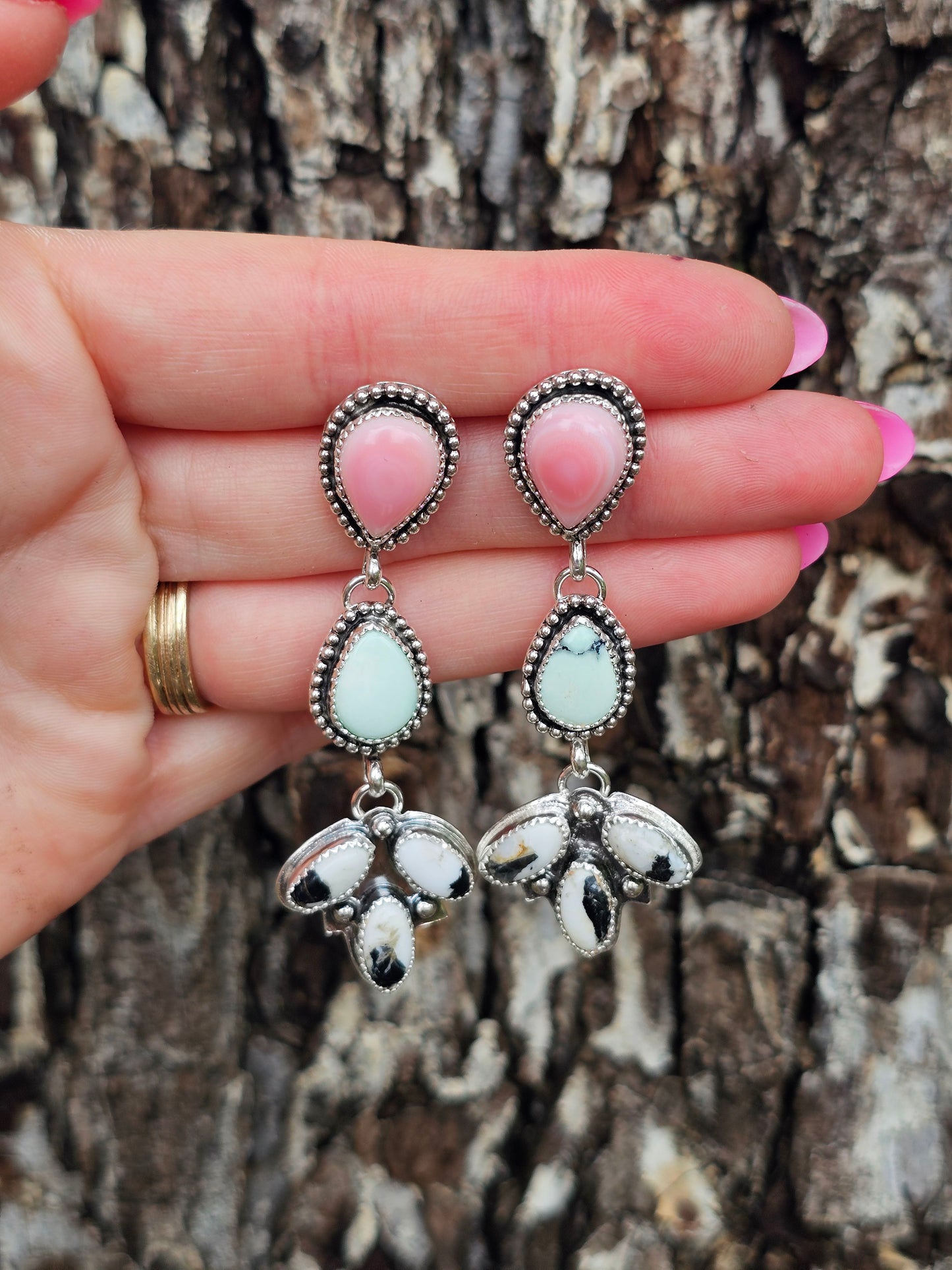 Multi Stone Dangle Earrings