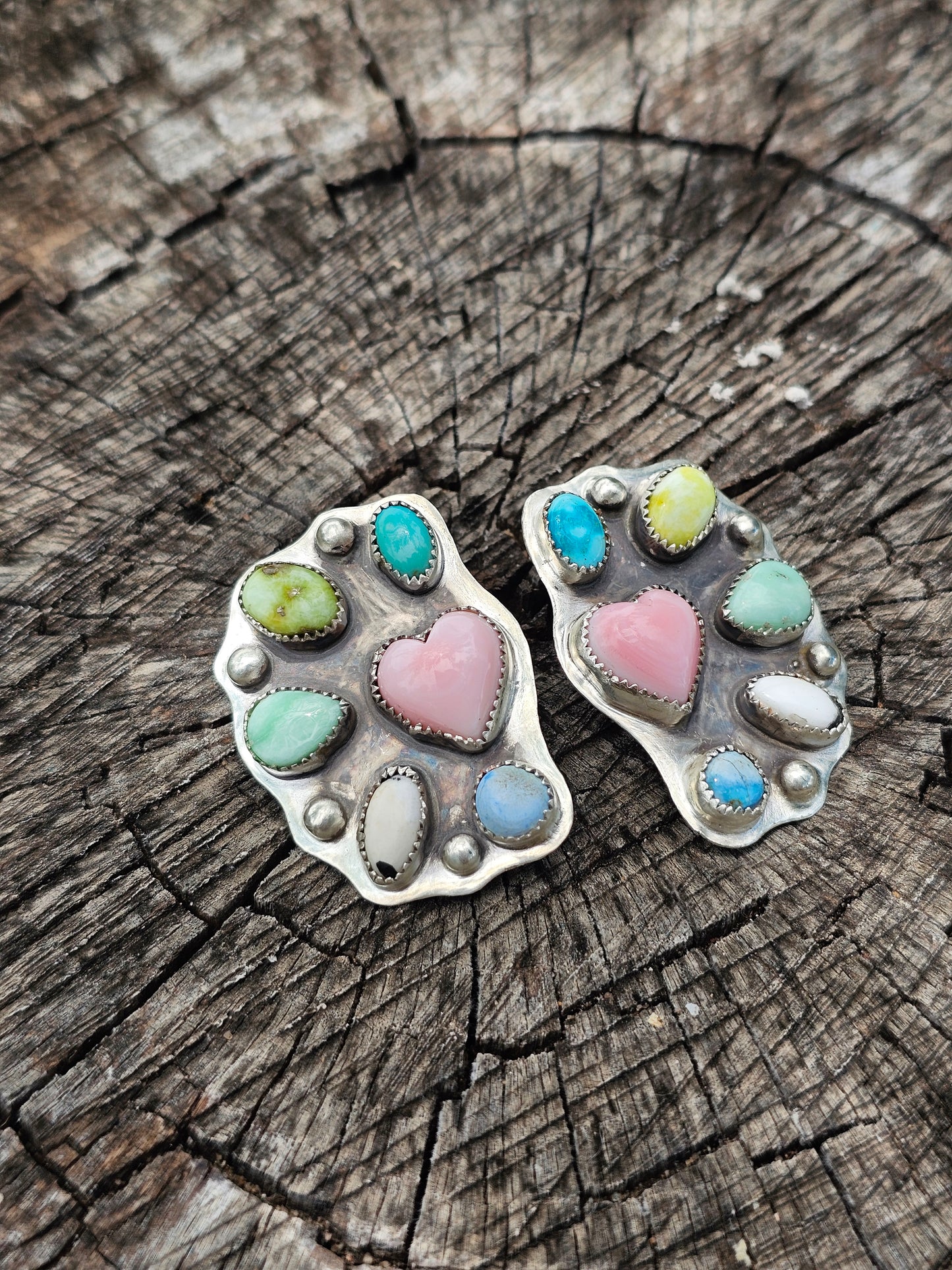 Pink Conch Half Cluster Earrings