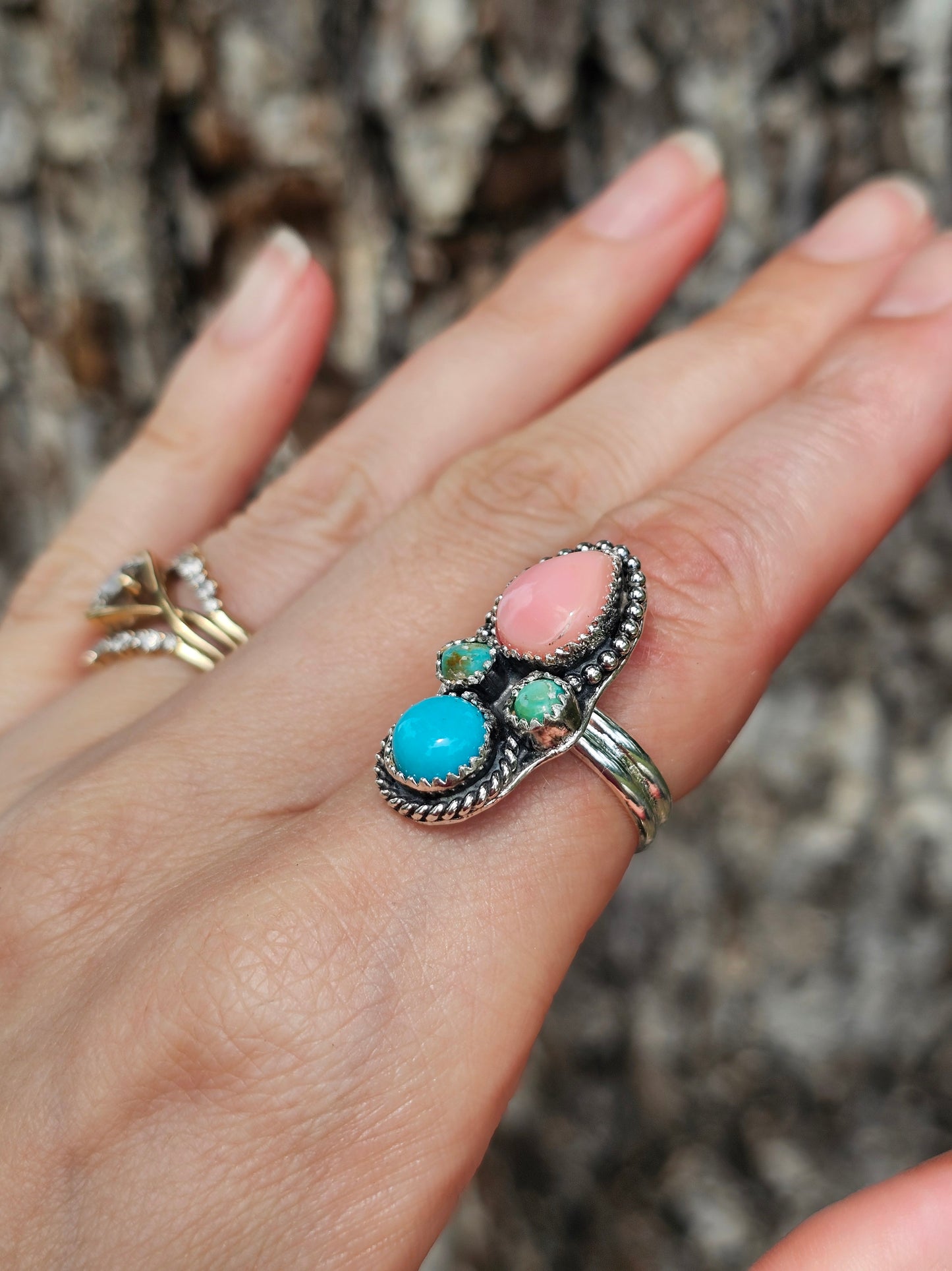 Kingman & Pink Conch Ring