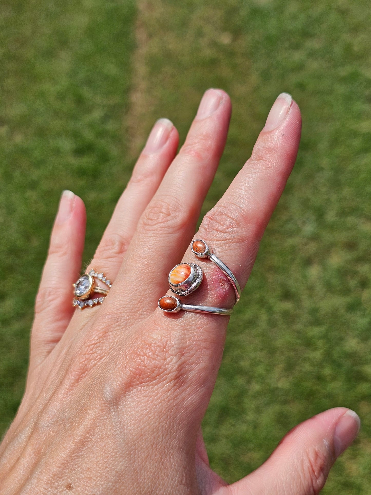 Orange Spiny & Red Coral Ring