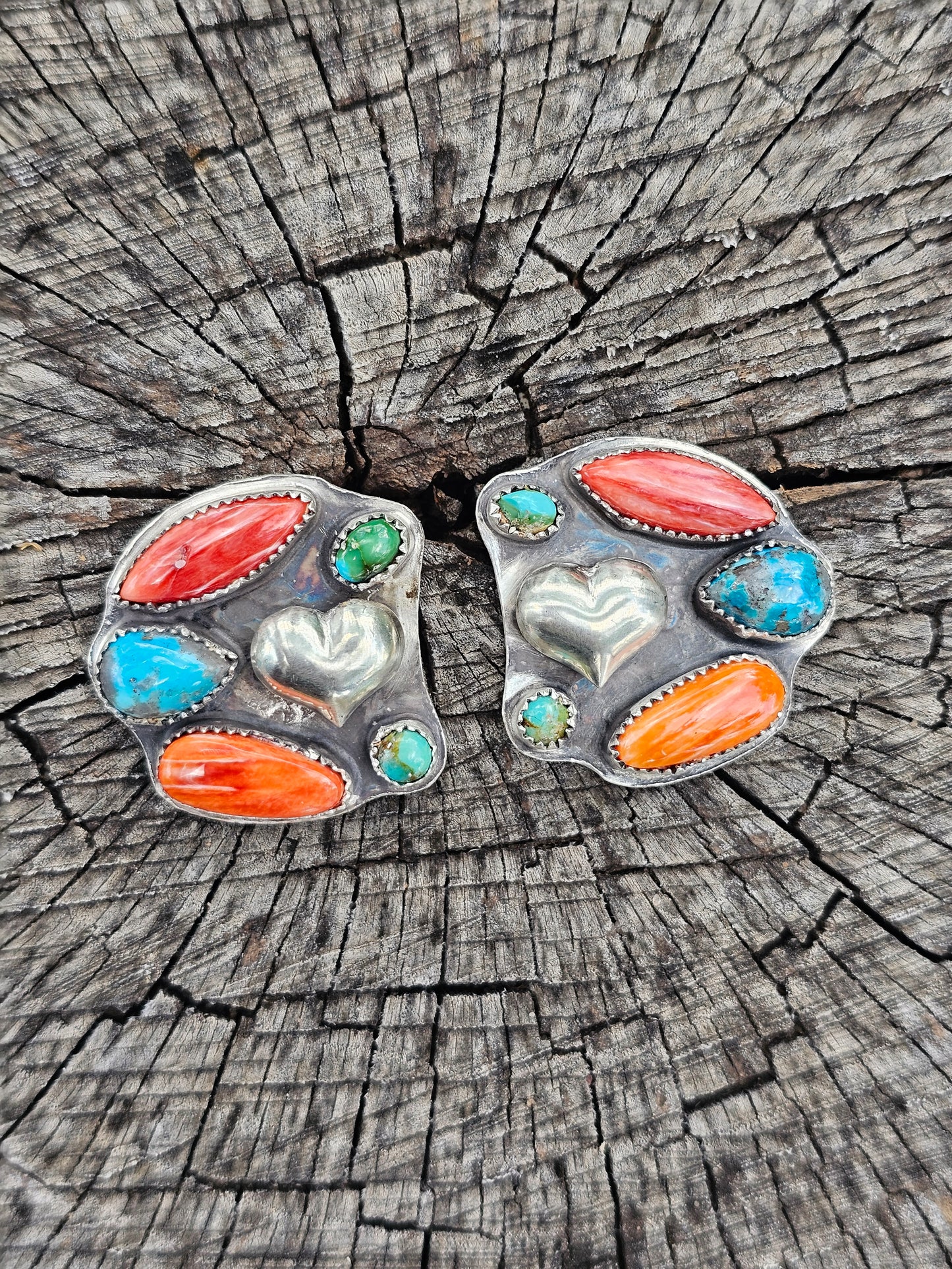 Half Cluster Heart Earrings