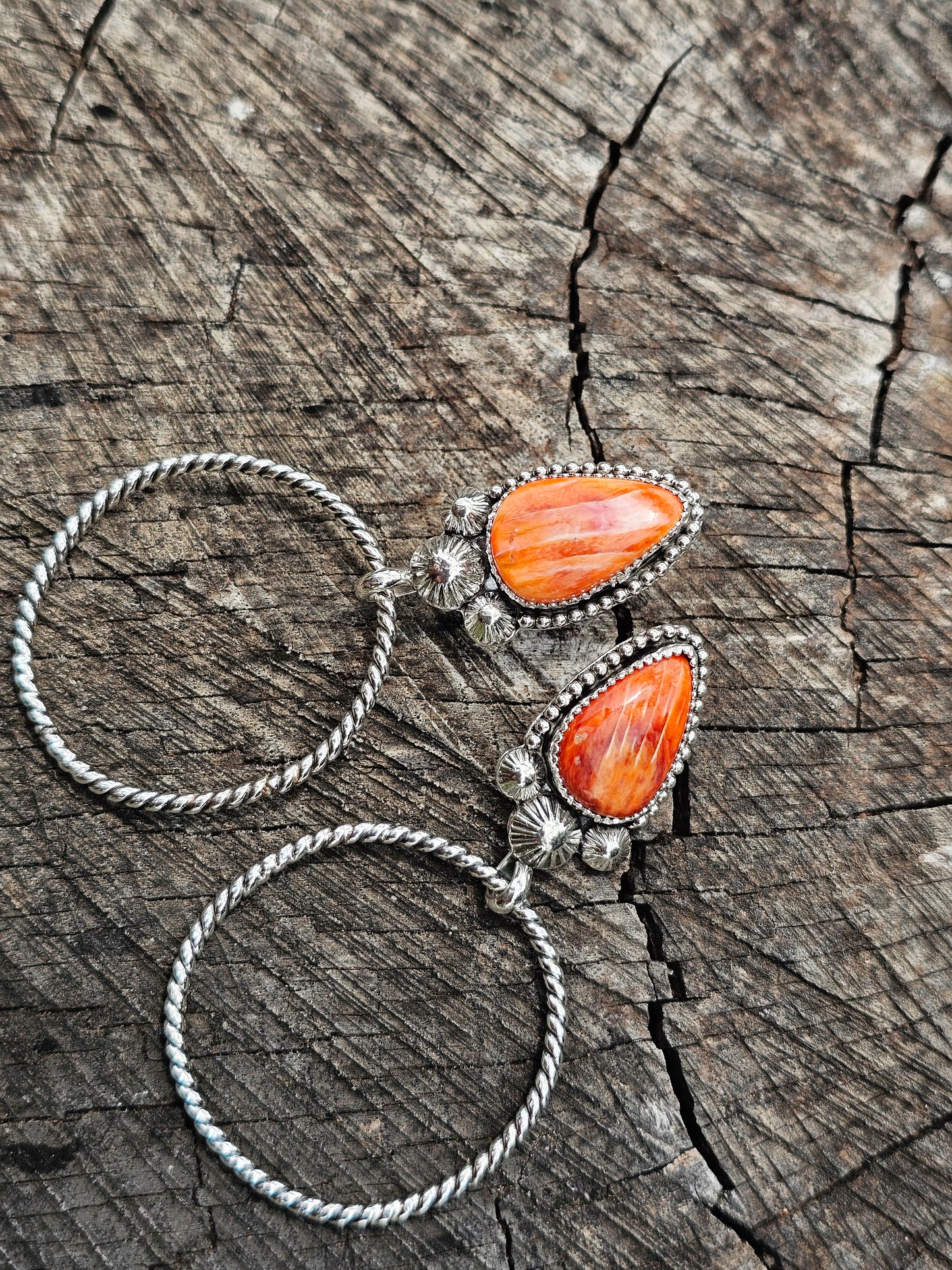 Orange Spiny Medium Hoops