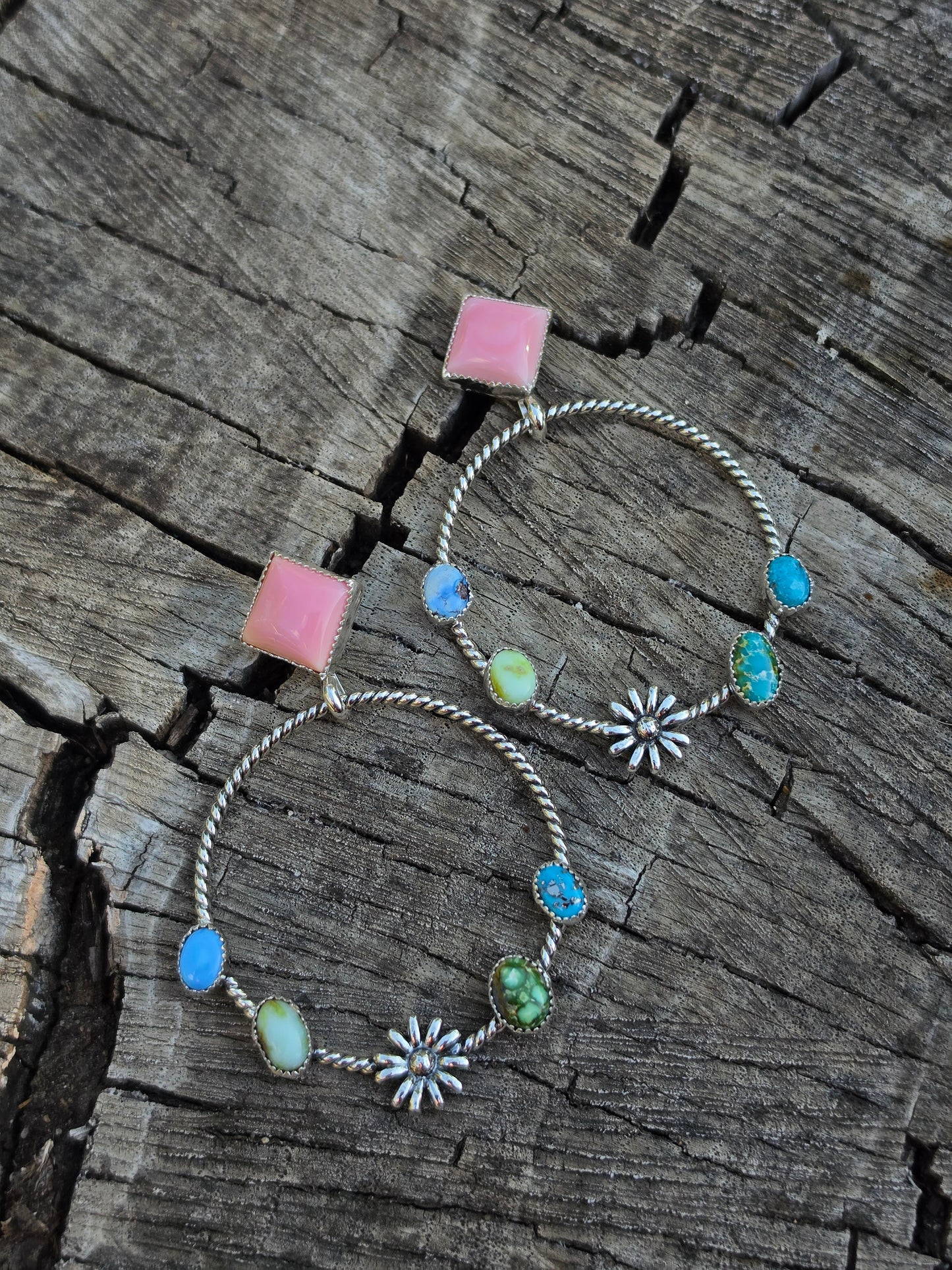 Multi Stone Hoop Earrings